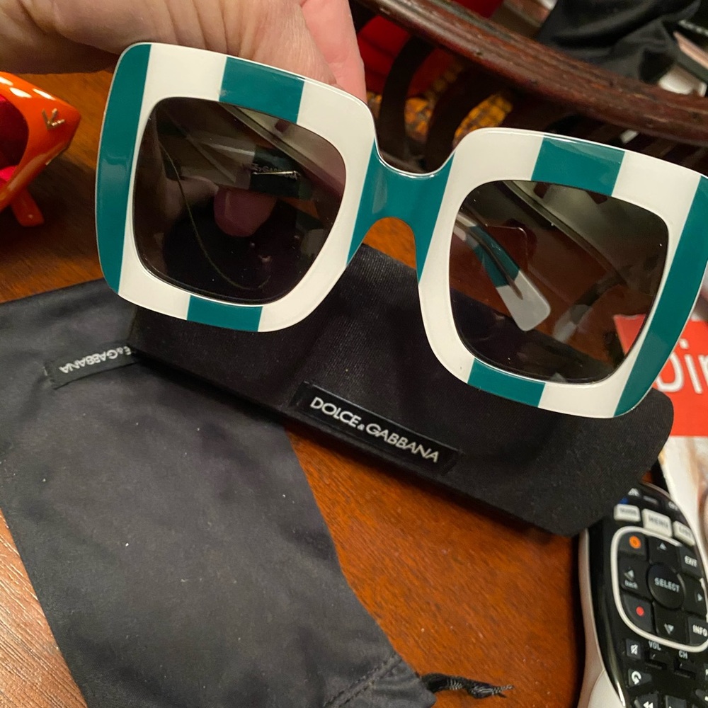 Dolce and Gabbana Green& White Stripe Sunglasses